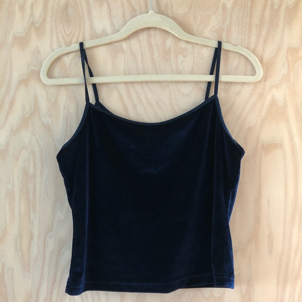 Vintage Berkeley thrifted velvet blue top